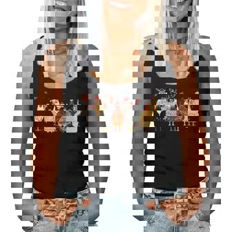 Merry Chickmas Chicken Christmas Ornament Lights Santa Hat Women Tank Top - Monsterry