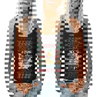 Merry Chickmas Ugly Sweater Chicken Lovers Christmas Outfit Women Tank Top - Thegiftio