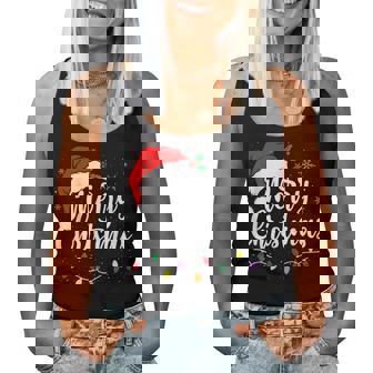 Merry Christmas Lights Red Santa Hat Xmas Family Women Women Tank Top - Thegiftio