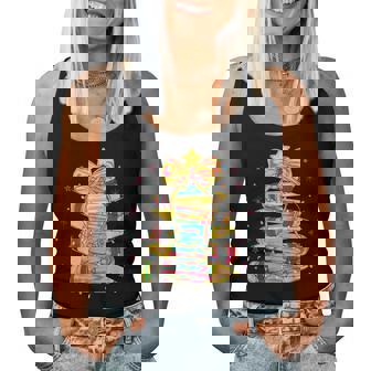 Merry Christmas Pencil Tree Teacher Coquette Bow Women Tank Top - Thegiftio