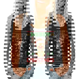 Merry Christmas Rudolph Ugly Sweater Pajamas Xmas Women Women Tank Top | Seseable CA