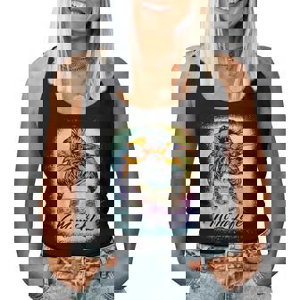 Messy Bun Woman & Monster Truck Mom Life Happy Tie Dye Women Tank Top - Thegiftio