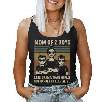 Mom Of 2 Boys Less Drama Than Girls But Harder To Keep Alive Women Tank Top - Thegiftio UK