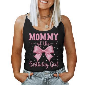 Mommy Of Birthday Girl Coquette Bow Party Family Matching Women Tank Top - Thegiftio UK