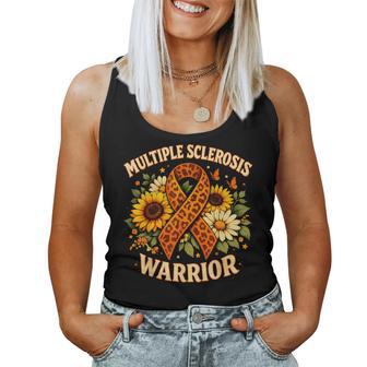 Ms Awareness Sunflower Leopard Ribbon Multiple Sclerosis Women Tank Top - Thegiftio UK
