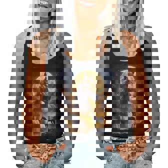 Mystical Retro Majestic Horse Spirit Animal Full Moon Nature Women Tank Top | Seseable FR