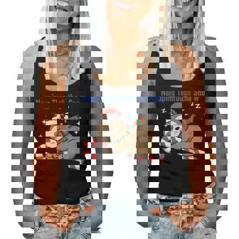 Napping Through The Snow Christmas Sloth Candy Cane Women Tank Top - Thegiftio