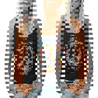 No Tyrants No Kings Floral Peace Sign Political Protest Women Tank Top - Monsterry