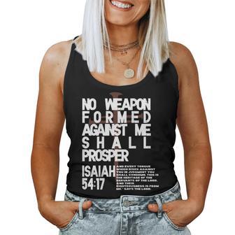 No Weapon Formed Against Me Shall Prosper Christian On Back Women Tank Top - Seseable