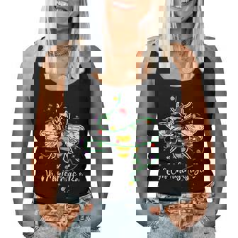 Oh Christmas Bee Wears Santa Hat Xmas Lights Women Tank Top - Monsterry