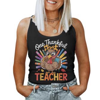 One Thankful Teacher Thanksgiving Turkey Women Tank Top - Seseable