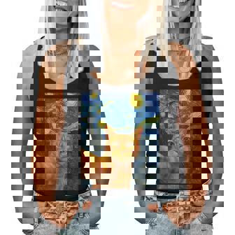 Orange Cat Selfie Van Gogh's Starry Night Cat Mom Cat Lovers Women Tank Top | Seseable UK