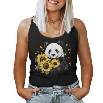 Panda Bear With Sunflowers Panda Bear Women Tank Top - Monsterry