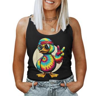 Peace Sign Tie Dye Duck Women Tank Top - Thegiftio UK