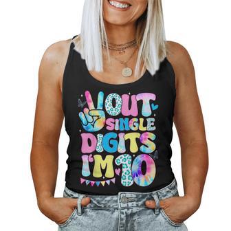Peace Out Single Digits I'm 10 Year Old 10Th Birthday Groovy Women Tank Top - Thegiftio UK