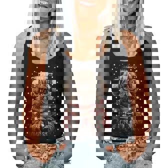 Persian Cat In Glasses Christmas Lights Coffee Winter Kitten Women Tank Top | Mazezy