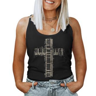 Piano Christian Cross Vintage Classical Music Organ Pianist Women Tank Top - Thegiftio UK