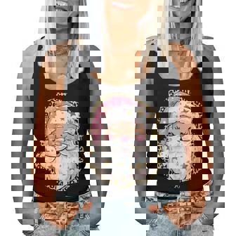 Pink Preppy Santa Christmas Pajama Graphic Women Tank Top - Thegiftio