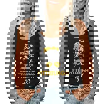 Pittsburgh Girl Messy Bun Love Pittsburgh Pennsylvania Women Tank Top - Thegiftio