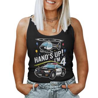 Police 4Th Birthday Boy Girl 4 Year Old Policeman Police Car Women Tank Top - Thegiftio UK