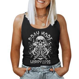 Pray Religious Skeleton Christian Gothic Streetwear Goth Women Tank Top - Thegiftio