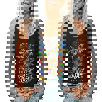 Proud Autism Mom Afro Hair Colorful Puzzle Awareness Women Tank Top | Seseable CA