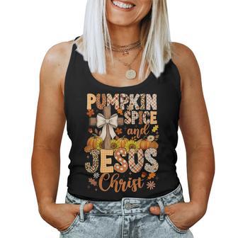 Pumpkin Spice And Jesus Christ Fall Christian Women Tank Top - Monsterry