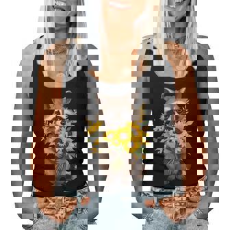 Raccoon Holding Sunflower Cute Flower Women Tank Top | Mazezy