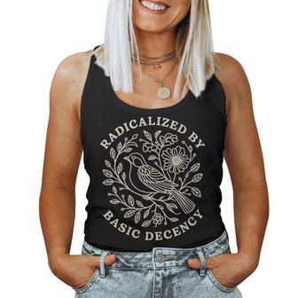 Radicalized By Basic Decency Dove Peace Retro Women Tank Top | Mazezy