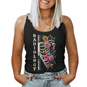 Radiology Skeleton Floral Radiologic Technologist Tech Women Tank Top - Thegiftio UK