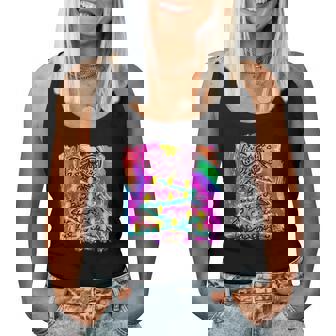 Rainbow Leopard Print Christmas Tree Lights Women Tank Top - Monsterry