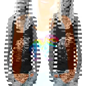 Rainbow T-Rex Dinosaur Lovers Tyrannosaurus Rex Rainbow Women Tank Top - Thegiftio