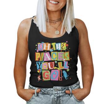 Reading Day Oh Places You Go Doctor Teacher Cat Hat Autism Women Tank Top - Thegiftio