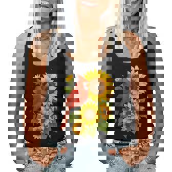 Red Cardinal Bird Sunflower Summer Floral Women Women Tank Top | Seseable CA