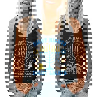 Retro Groovy Eight Nights And Eight Lights Happy Hanukkah Women Tank Top - Monsterry