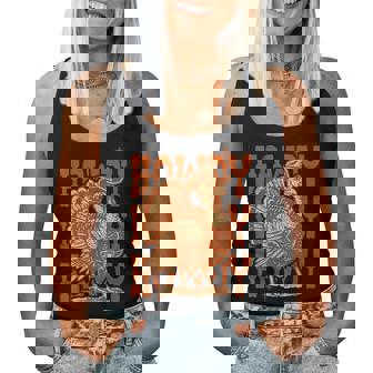 Retro Howdy Thanksgiving Turkey Western Cowboy Fall Vibes Women Tank Top - Monsterry