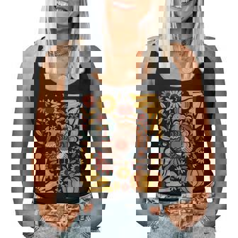 Retro Turkey Pumpkin Boho Flowers Fall Autumn Thanksgiving Women Tank Top | Mazezy