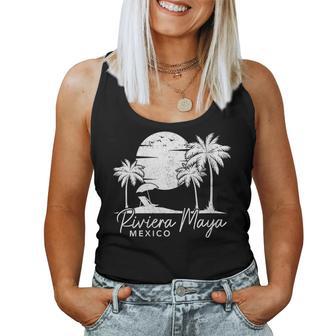 Riviera Maya Méxicointage Atardecerurfer Retro Cuello Camiseta sin mangas para mujer - Regaloses