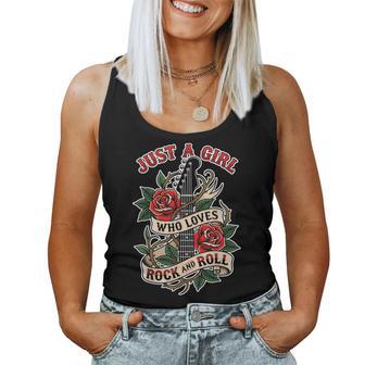 Rock N Roll Just A Girl Who Loves Rock And Roll Music Fan Women Tank Top - Thegiftio UK