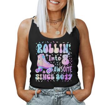 Roller Skating 8Th Birthday Rolling Into 8 Since 2017 Girls Women Tank Top - Thegiftio UK