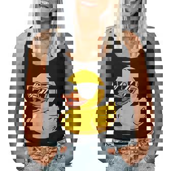 Rubber Duck With Sunglasses Women Tank Top - Monsterry