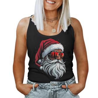Santa Claus Face Retro Sunglasses Cool Christmas Women Women Tank Top - Thegiftio
