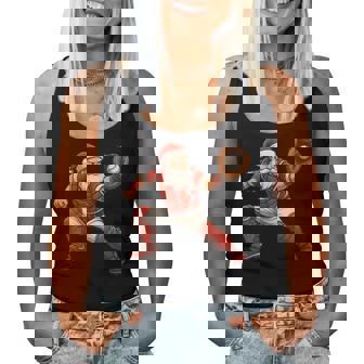 Santa Playing Baseball Catcher Merry Christmas Sport Player Women Tank Top - Thegiftio