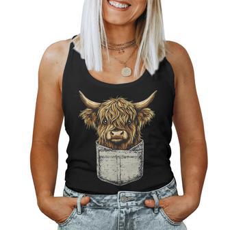Scottish Highland Cow Messy Bun Scottish Highlander Cow Women Tank Top | Mazezy