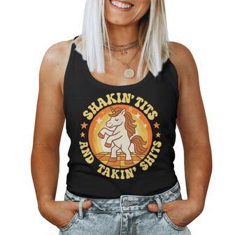 Shakin Tits And Takin Shits Unicorn Dirty Adult Humor Women Women Tank Top - Monsterry