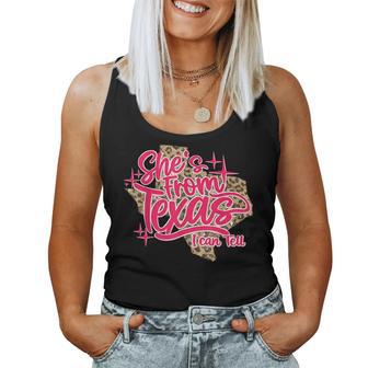 She's From Texas I Can Tell Retro Leopard Texas Girl Women Tank Top - Thegiftio UK