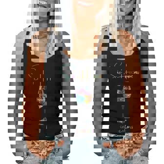 Sip Happens In Colors Graphic Of A Wine Glass Women Tank Top | Seseable CA