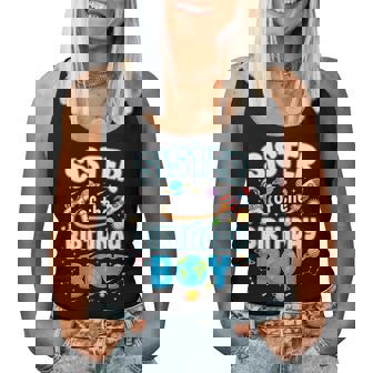 Sister Of The Birthday Boy Astronaut Family Space Planets Women Tank Top - Seseable