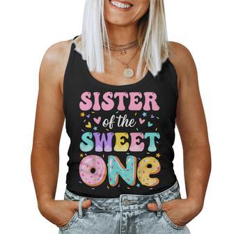 Sister Of The Sweet One 1St Birthday Donut Bday Party Women Tank Top - Thegiftio