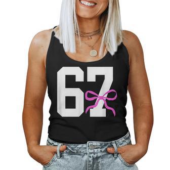 Six Seven 67 Meme Number 67 Coquette Bow For Girls Women Tank Top - Thegiftio UK